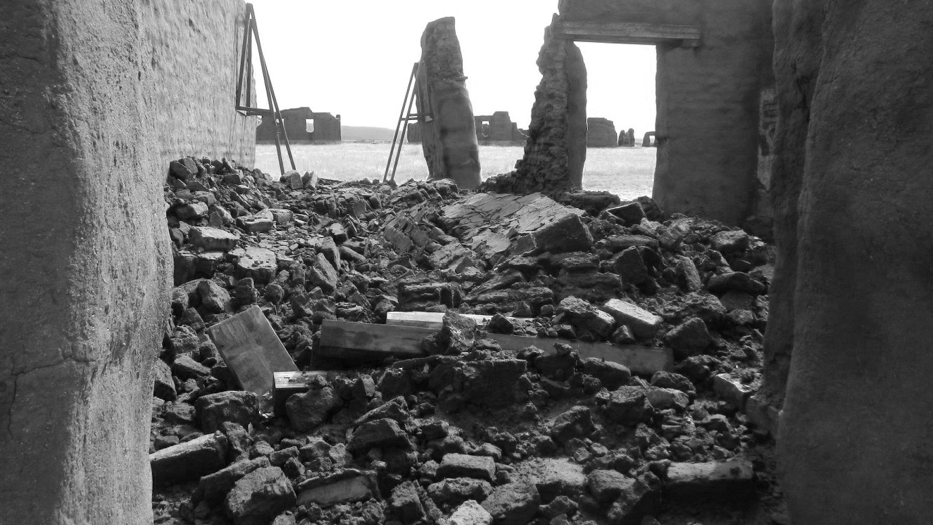 Adobe wall collapse at Fort Union National Monument. Credit: National Park Service, Fort Union National Monument.