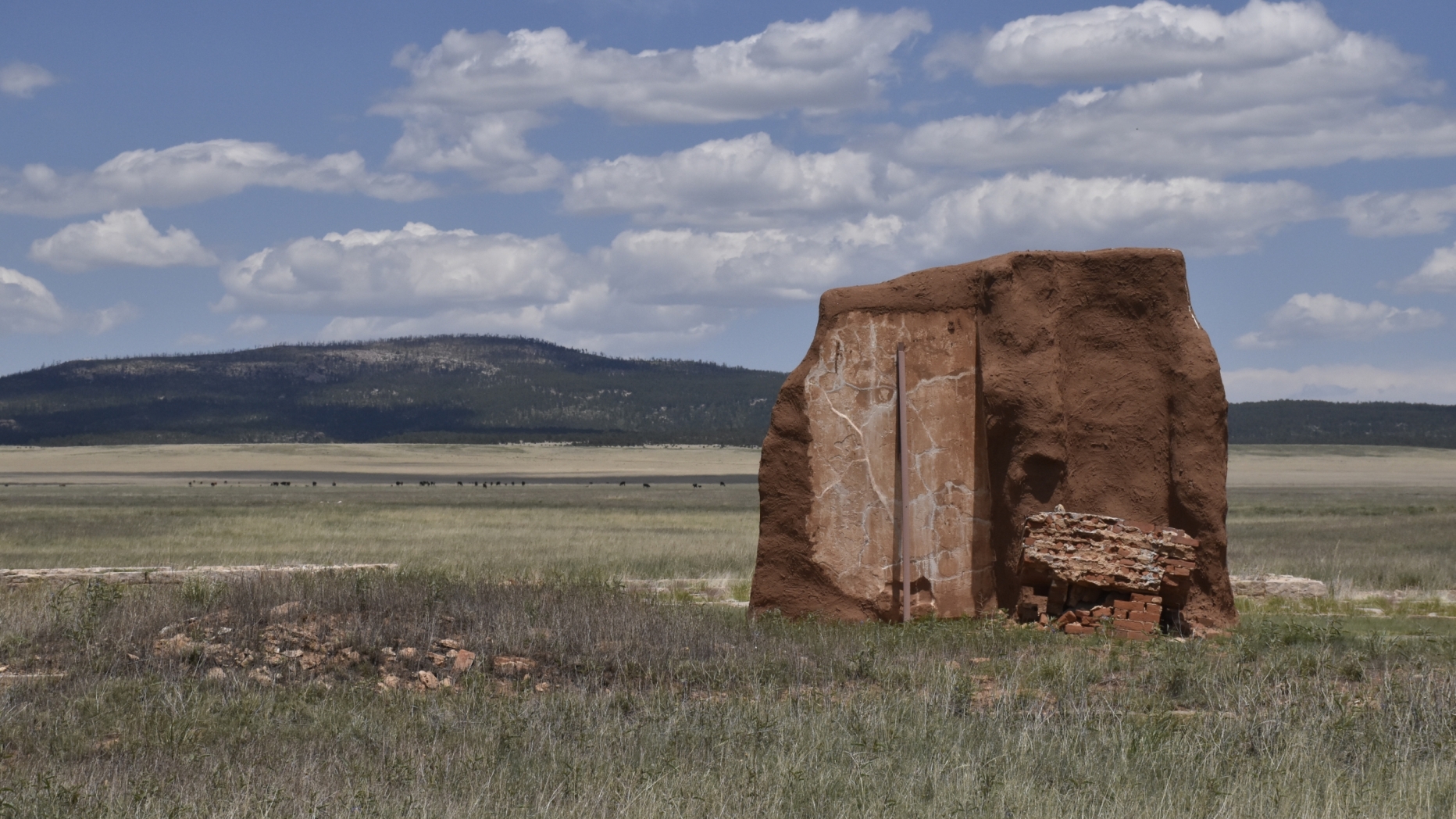 An adobe wall remnant at Fort Union.