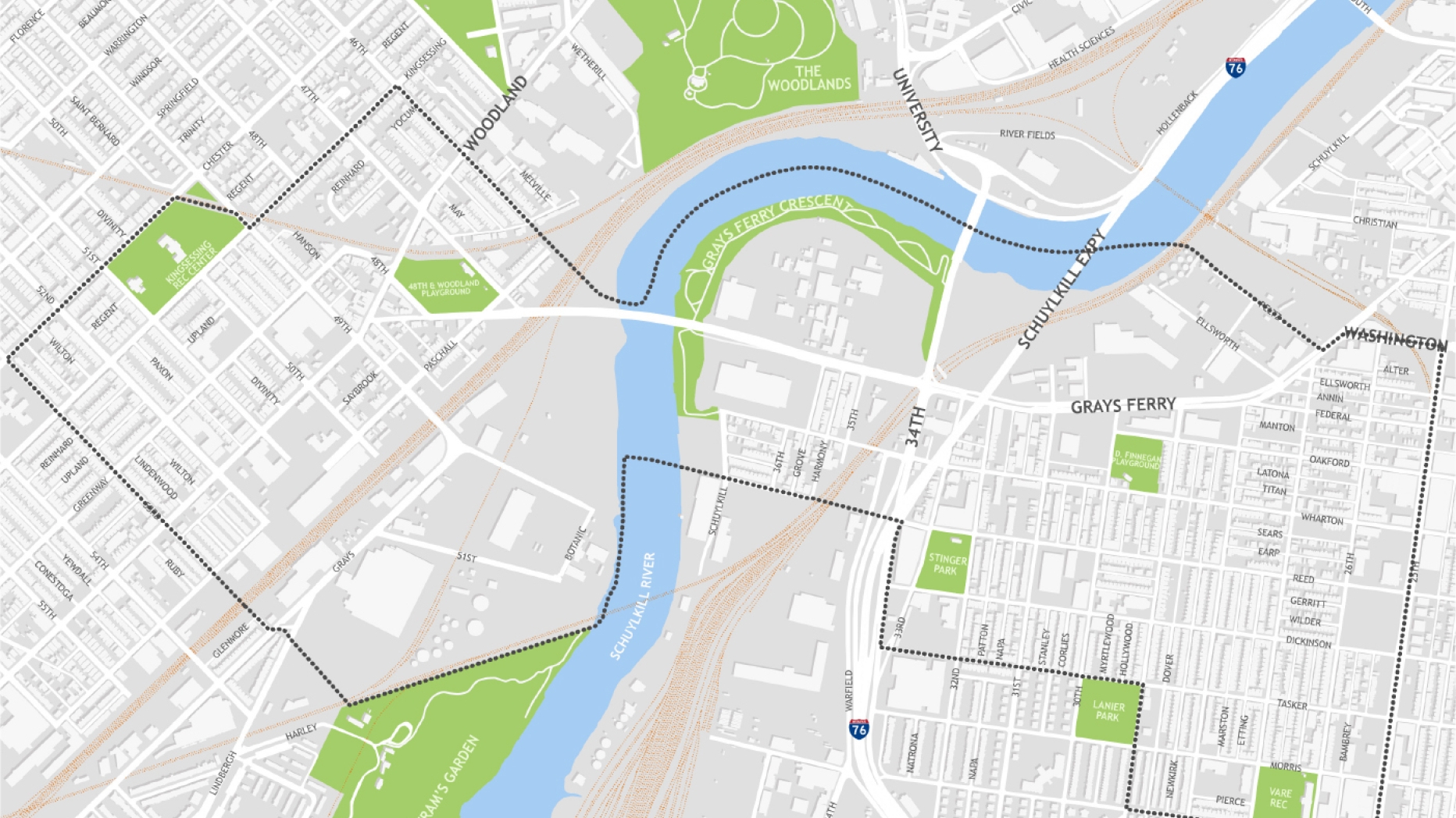 Map of Gray's Ferry area.