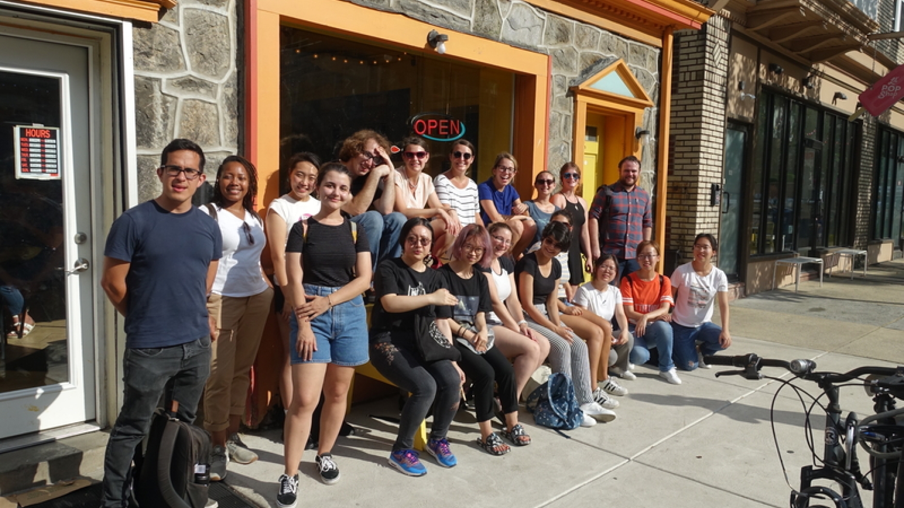 Group photo outside restaurant