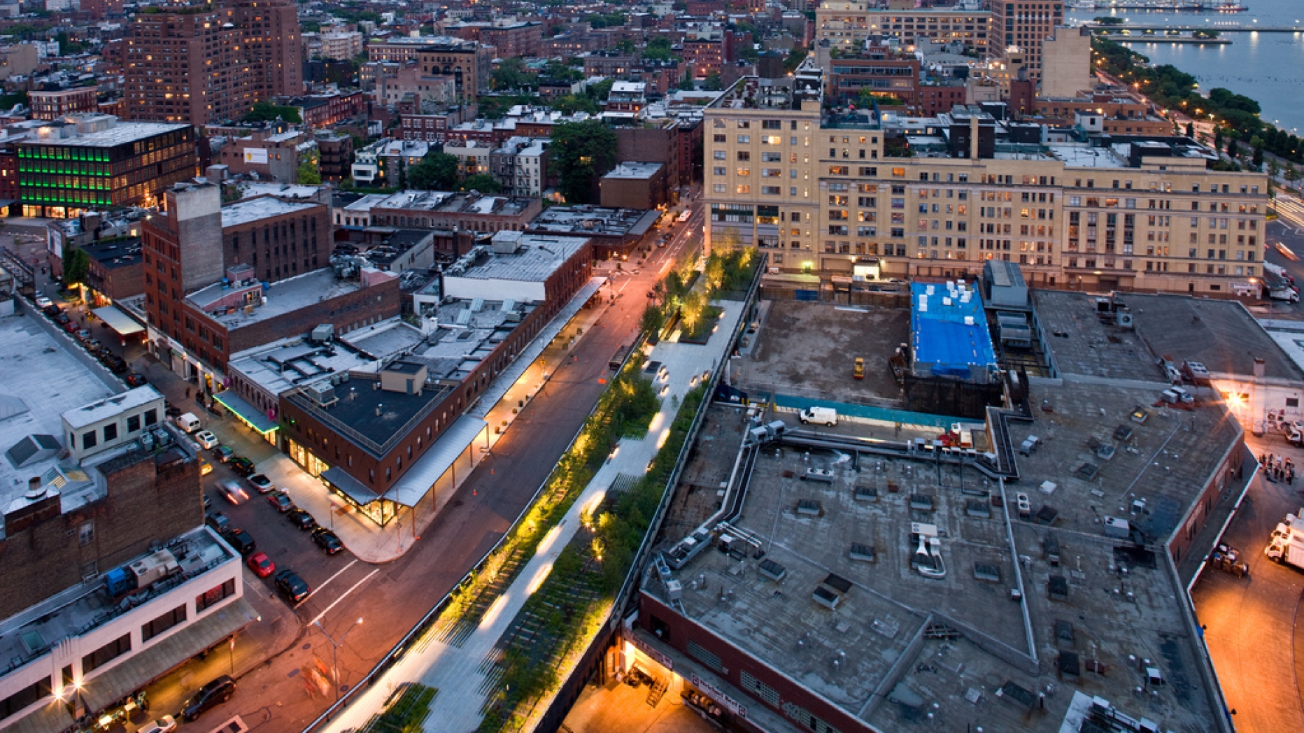 High Line Aerial View at Night