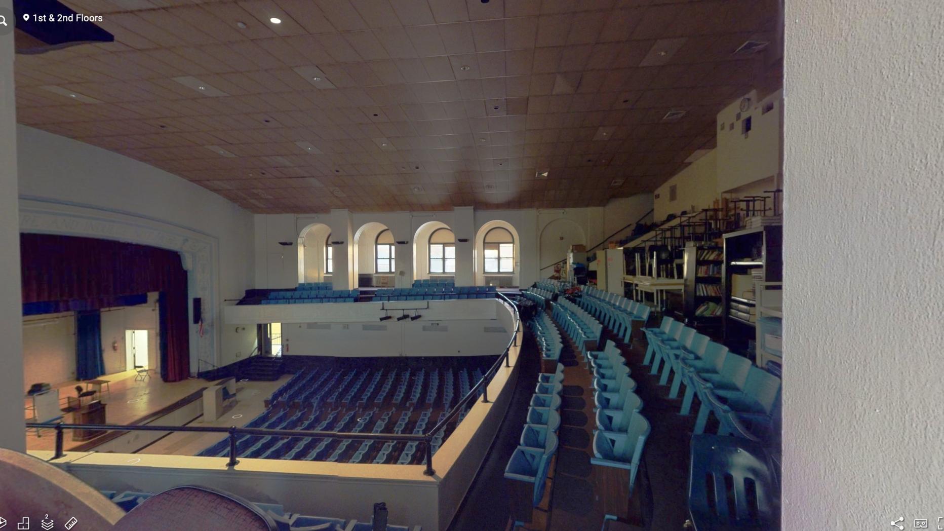 View of a 3D laser scan used to reference the existing conditions of the building 