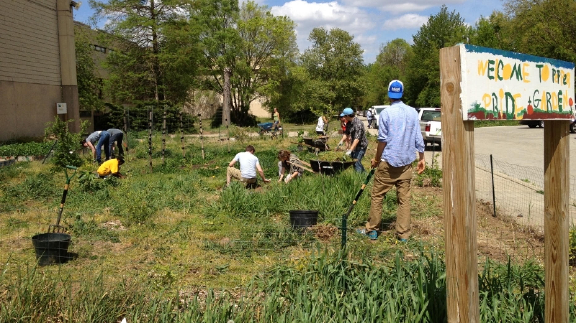 Metropolitan Food Systems class helping to plant a school orchard