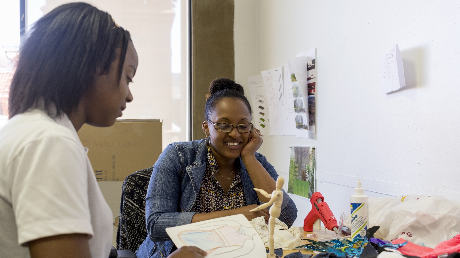 Students working