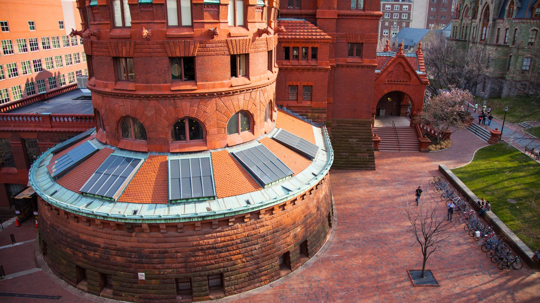 Crane shot of UPenn campus.