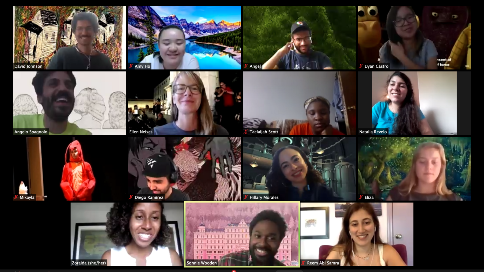 Screen capture of instructor team smiling in zoom windows