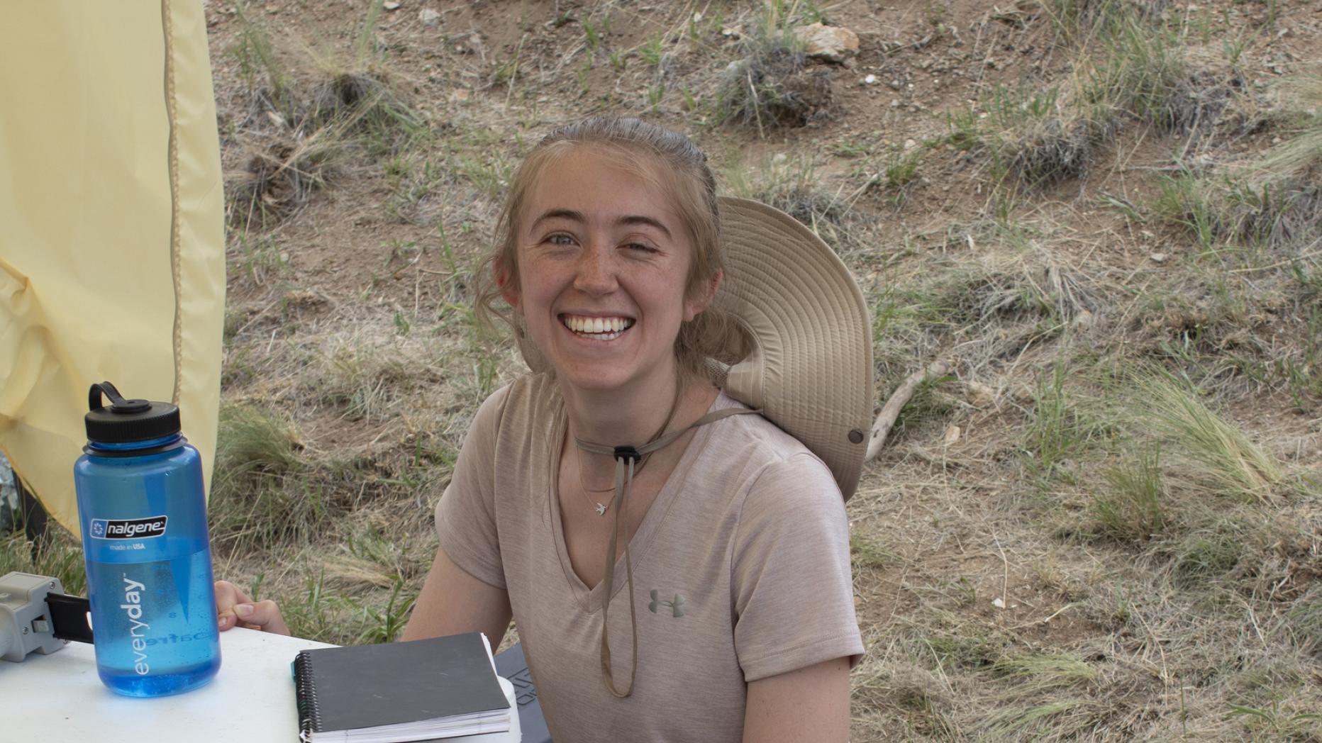 Smiling Caitlin on site