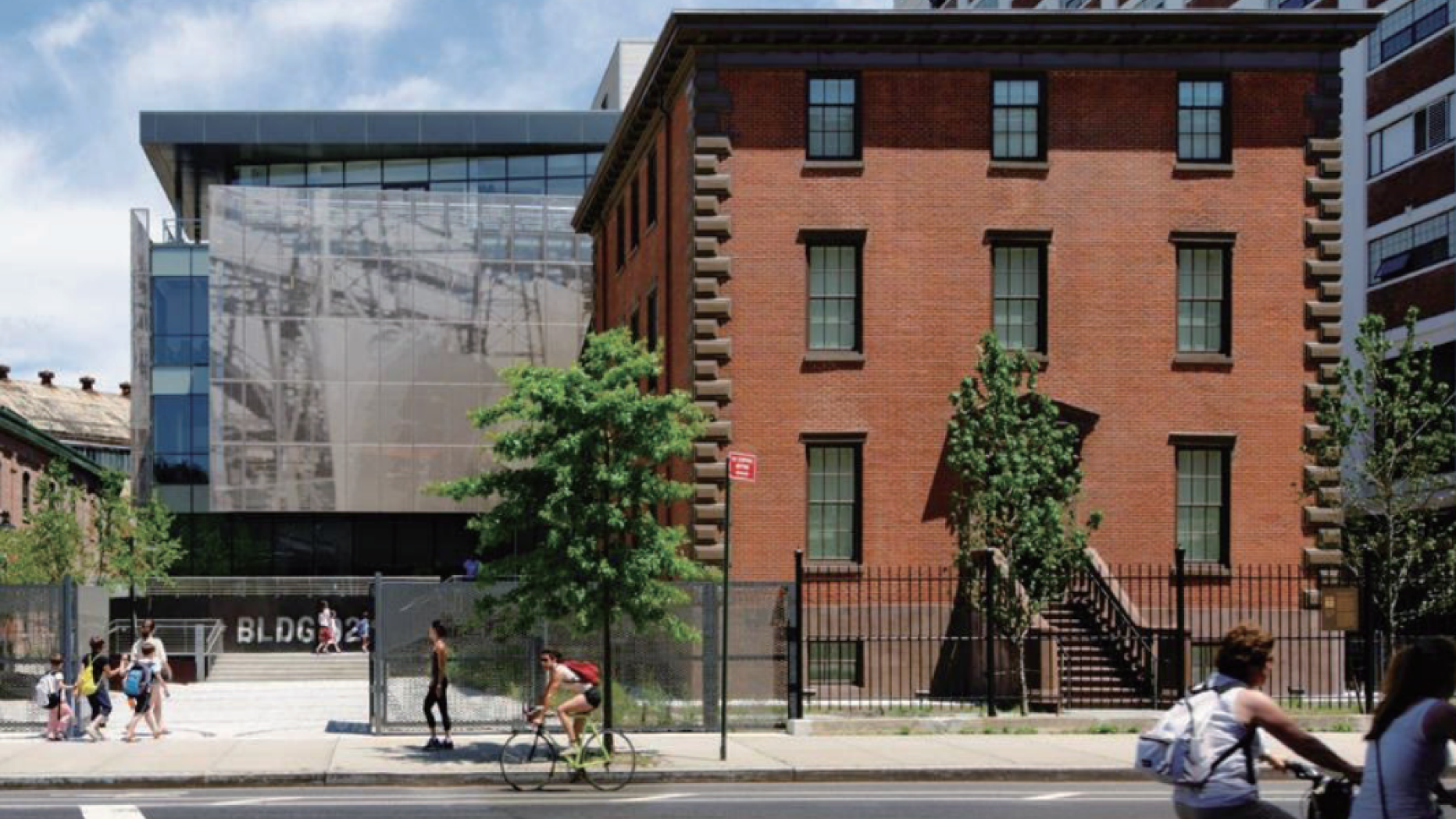 Building 92 in the Brooklyn Navy Yard: 1858 brick building with 2011 glass and steel addition