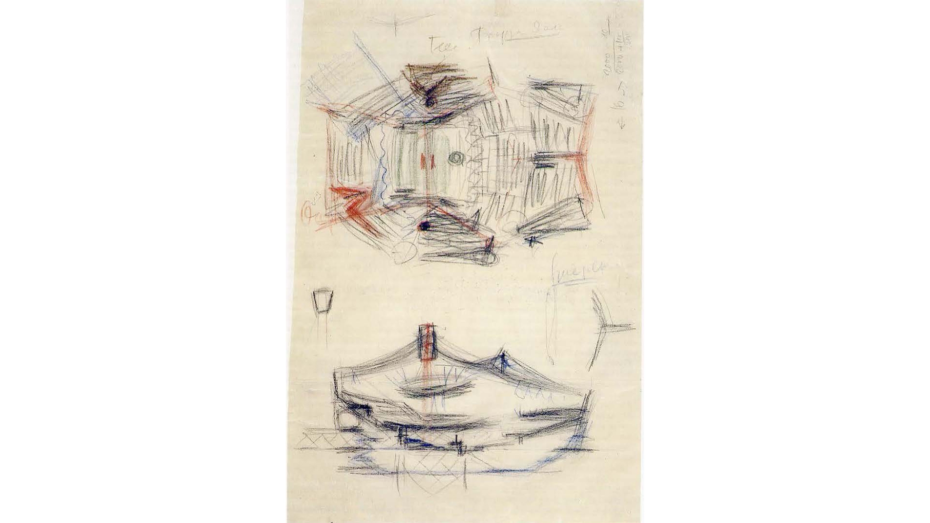 Hans Scharoun, Early Sketch of the Berlin Philharmonic Concert Hall, 1956
