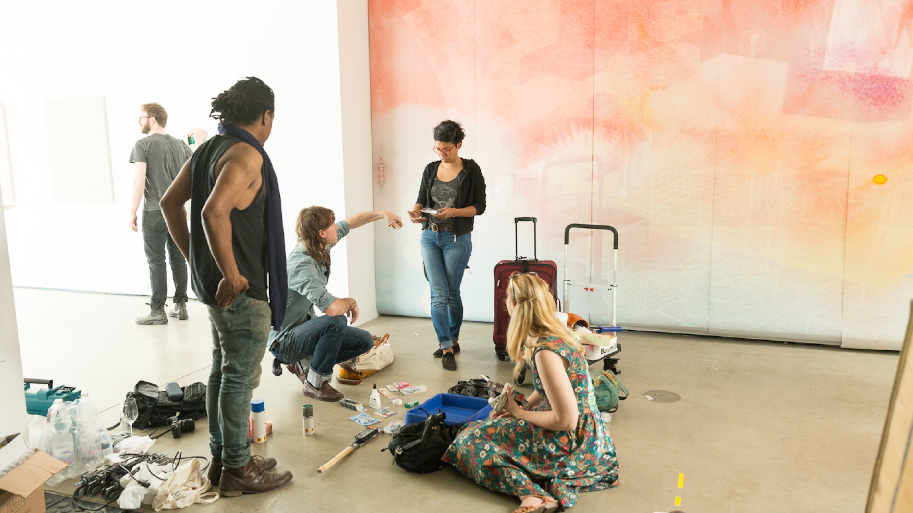 Students working in studio space