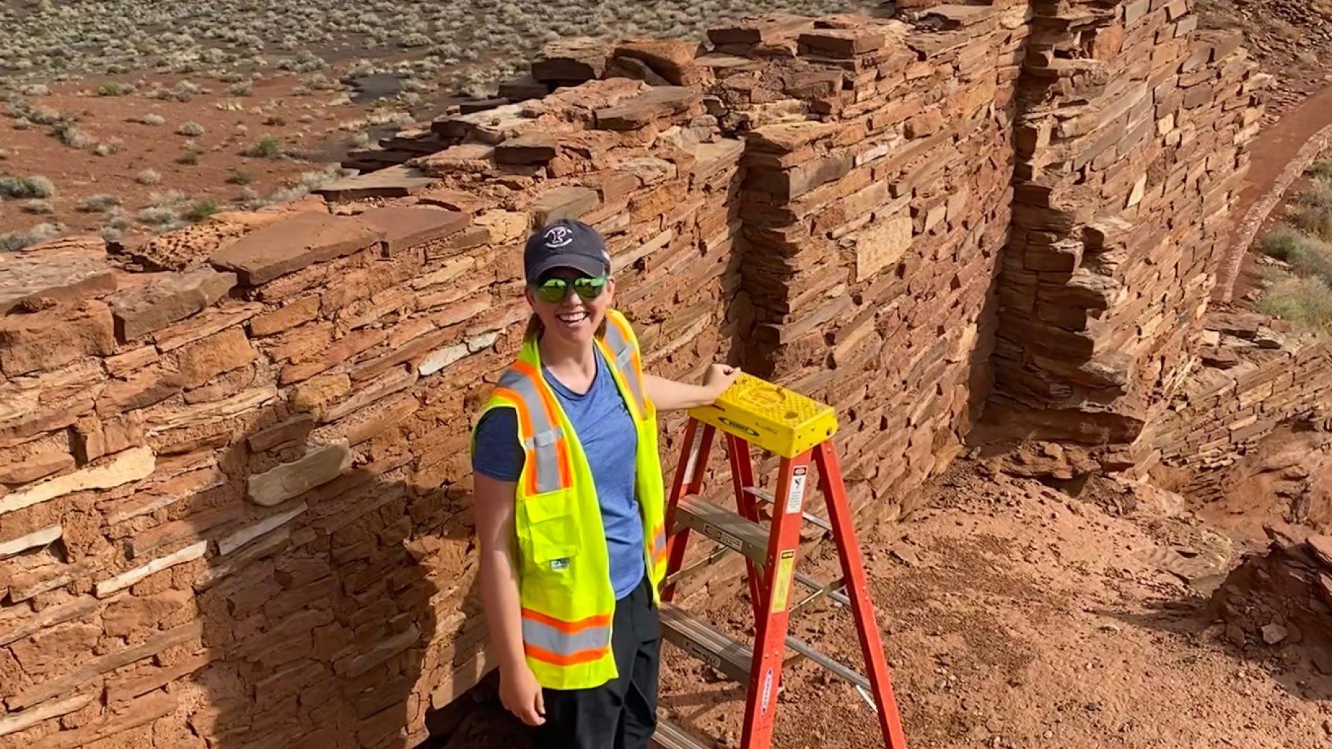 Cameron at the top of the South Unit of Wupatki Pueblo.