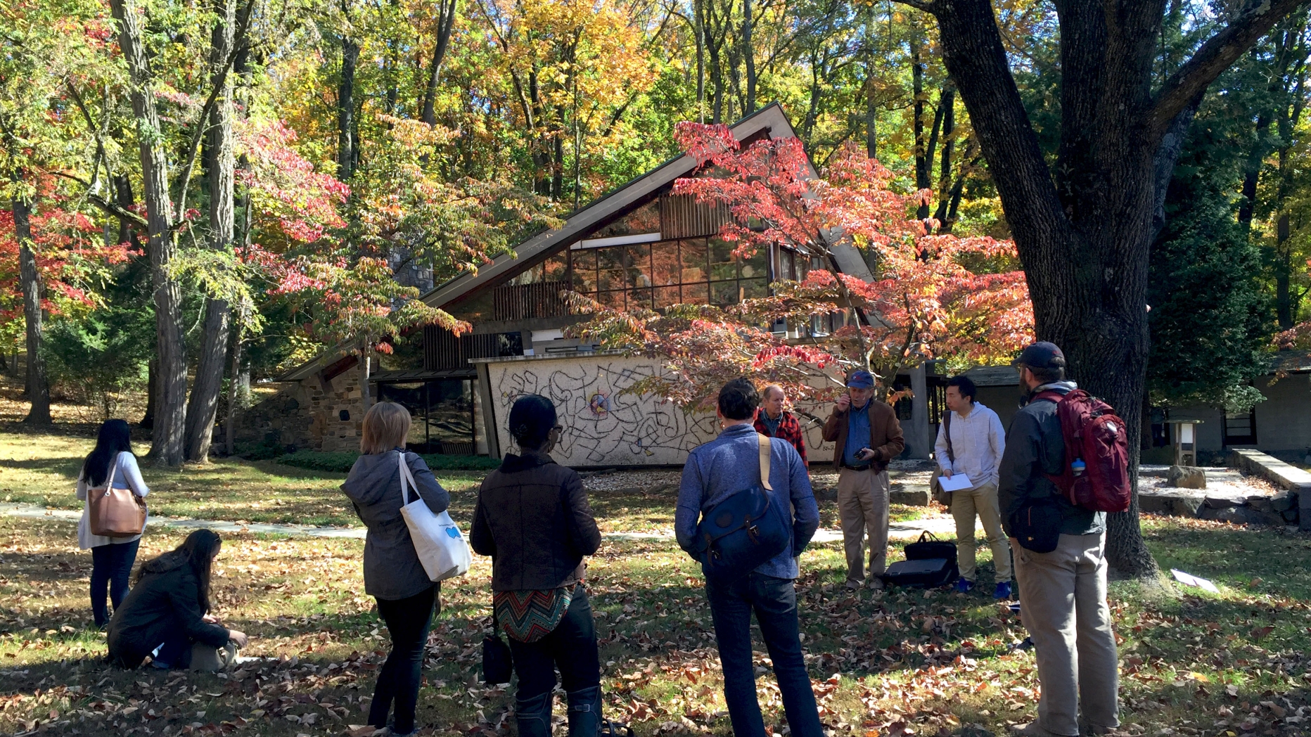 Group taking tour of Nakashima site.