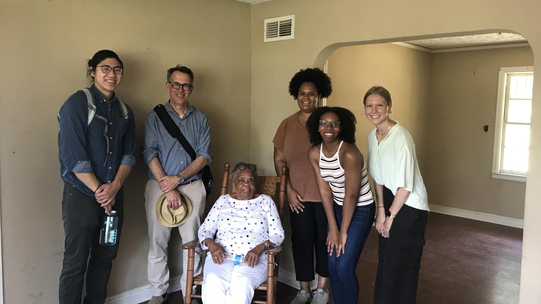 The CPCRS site assessment team with Mrs. Willodean Malden, member of the preservation council for the Trinity Lutheran Parsonage