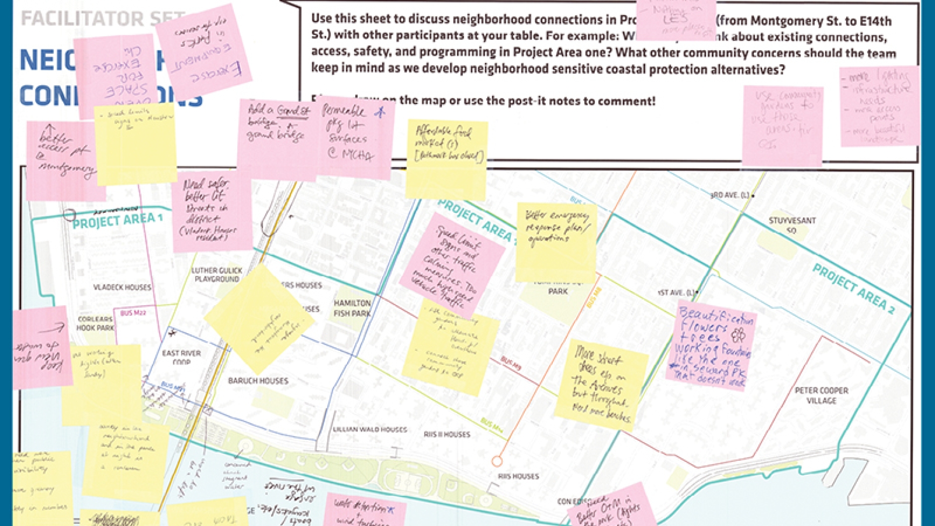 Map with sticky notes on it.