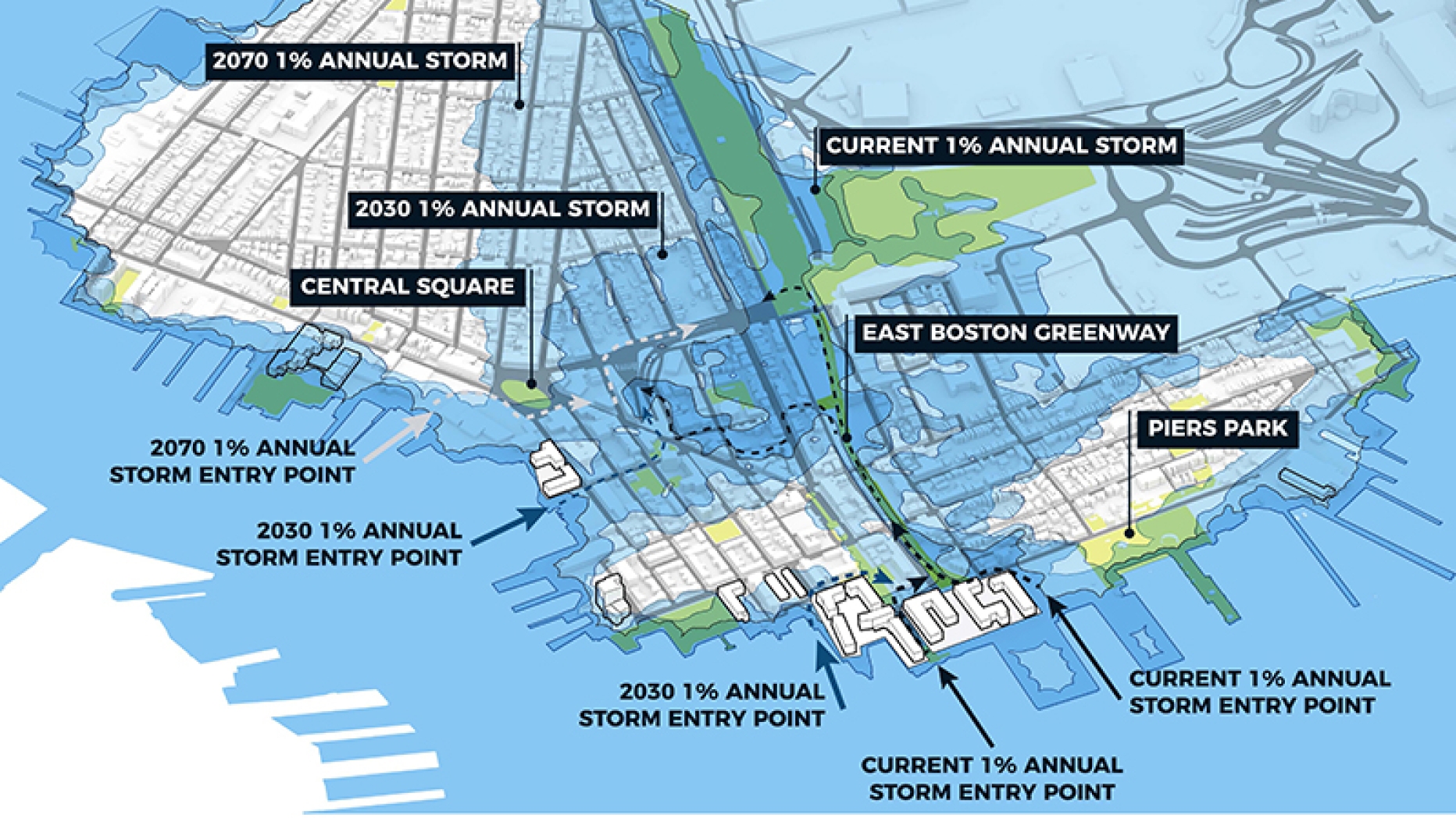 Map of future flooded areas.