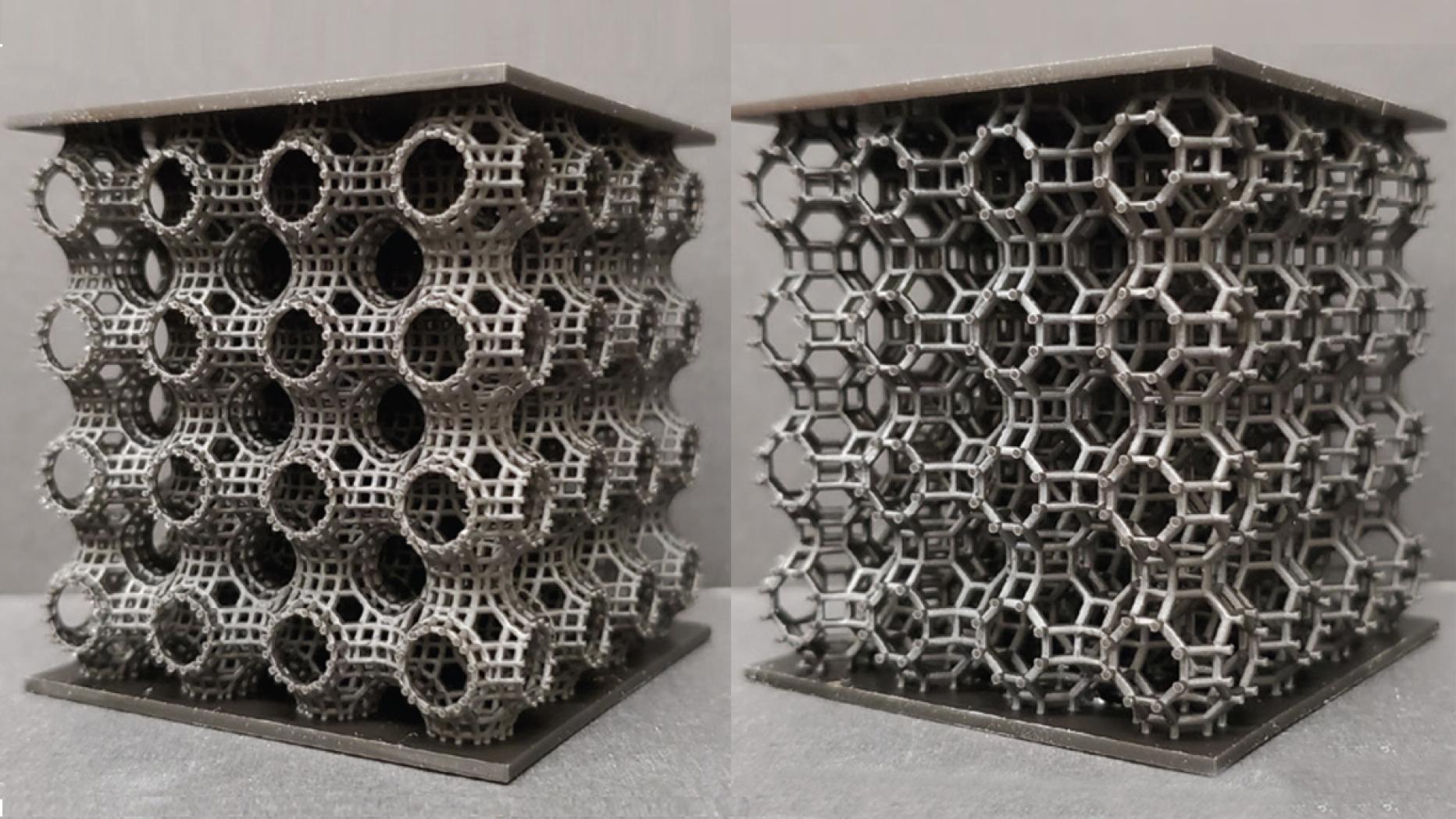 Two square forms composed of sandwiched honeycomb structures