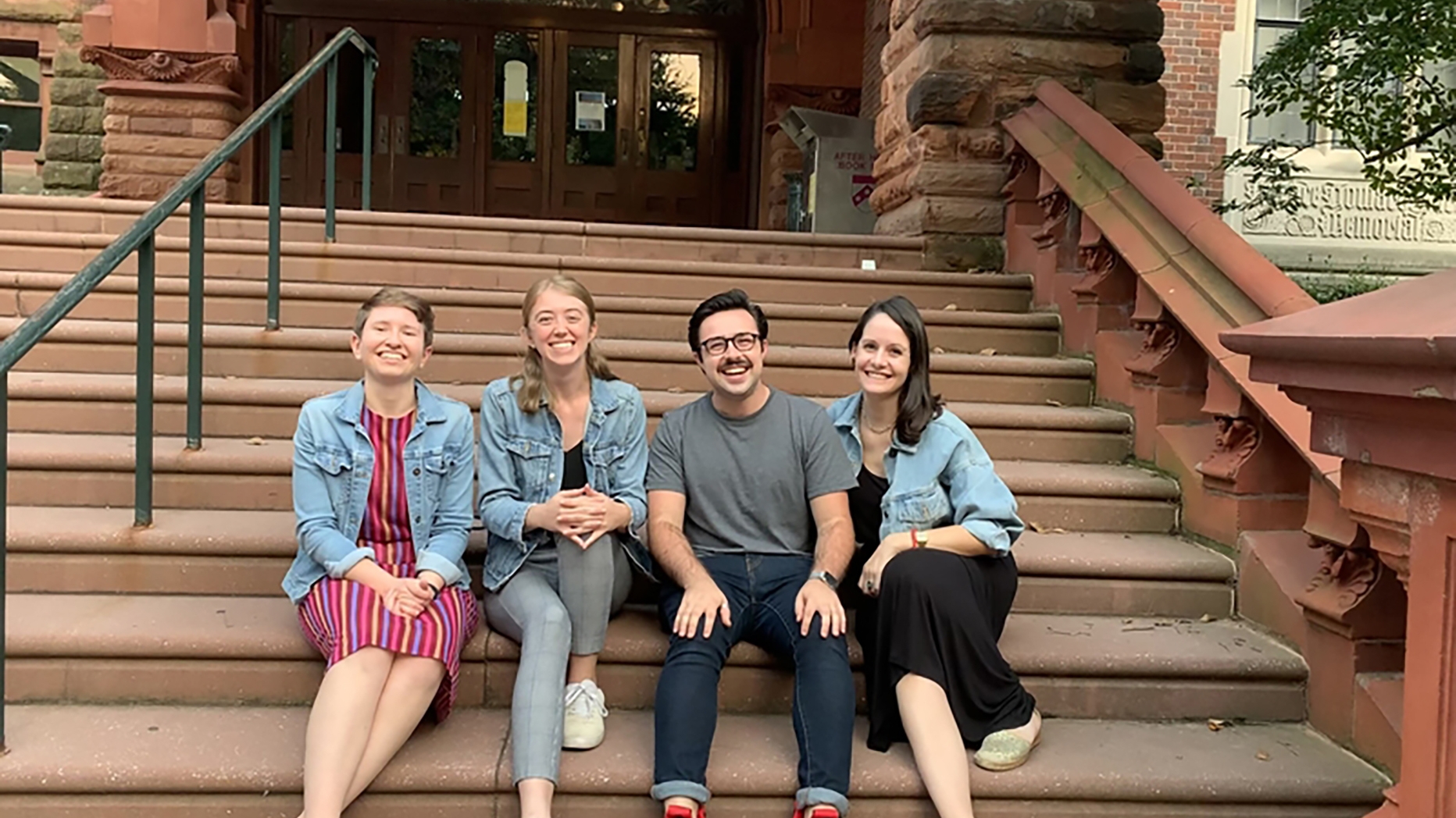  From left to right: Arden Jordan (MSHP'24), Public History, Caitlin Livesey (MSHP'22), Conservation, Dan Mangano (MSHP'23), Des