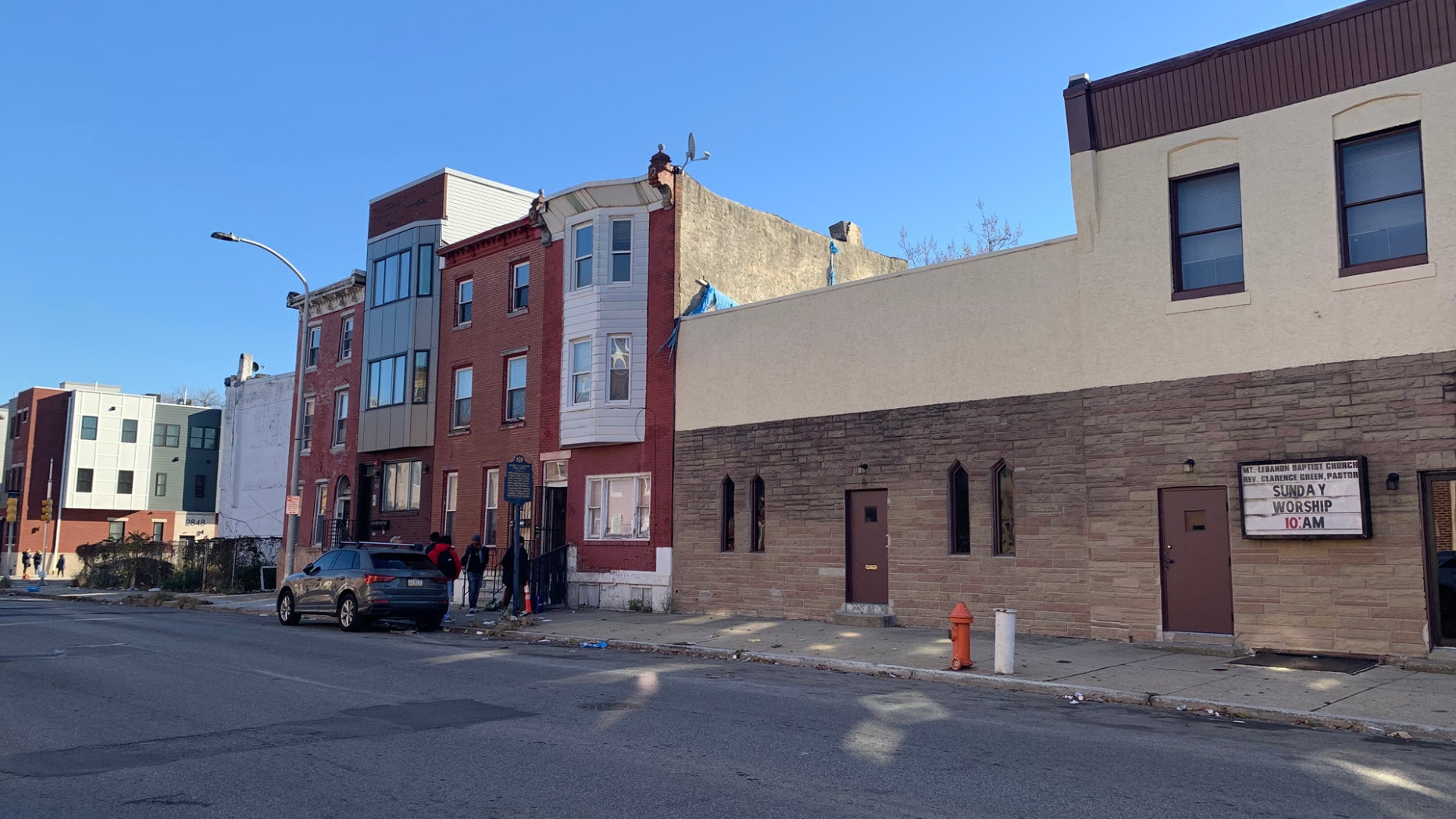 street with rowhouses