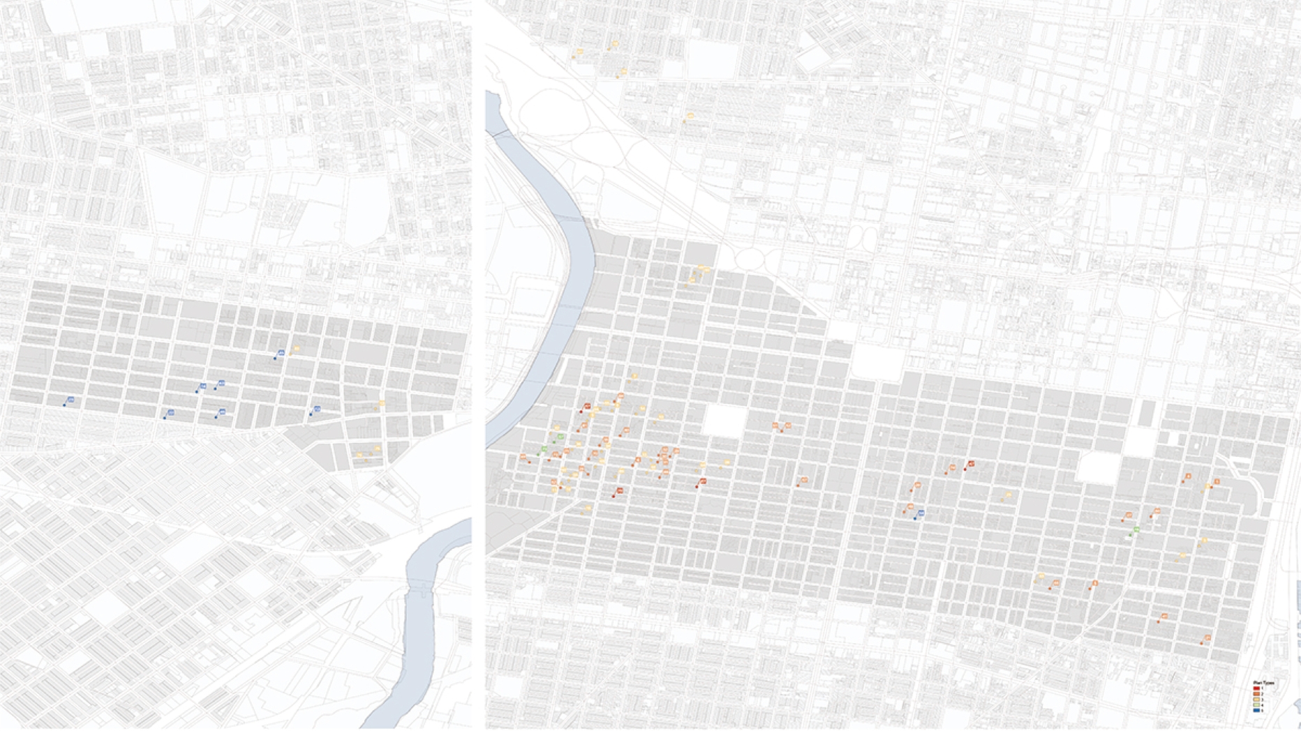 Mapping of the rowhouse buildings in Philadelphia