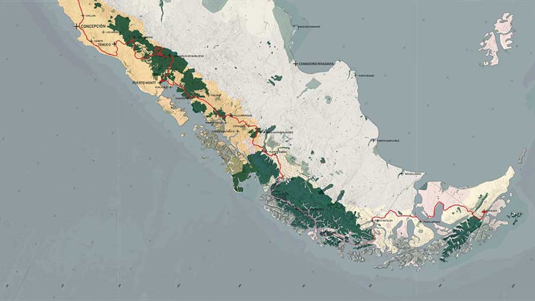 Map of southern tip of South America