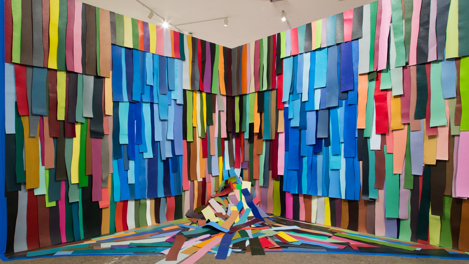 Multicolored art piece in gallery