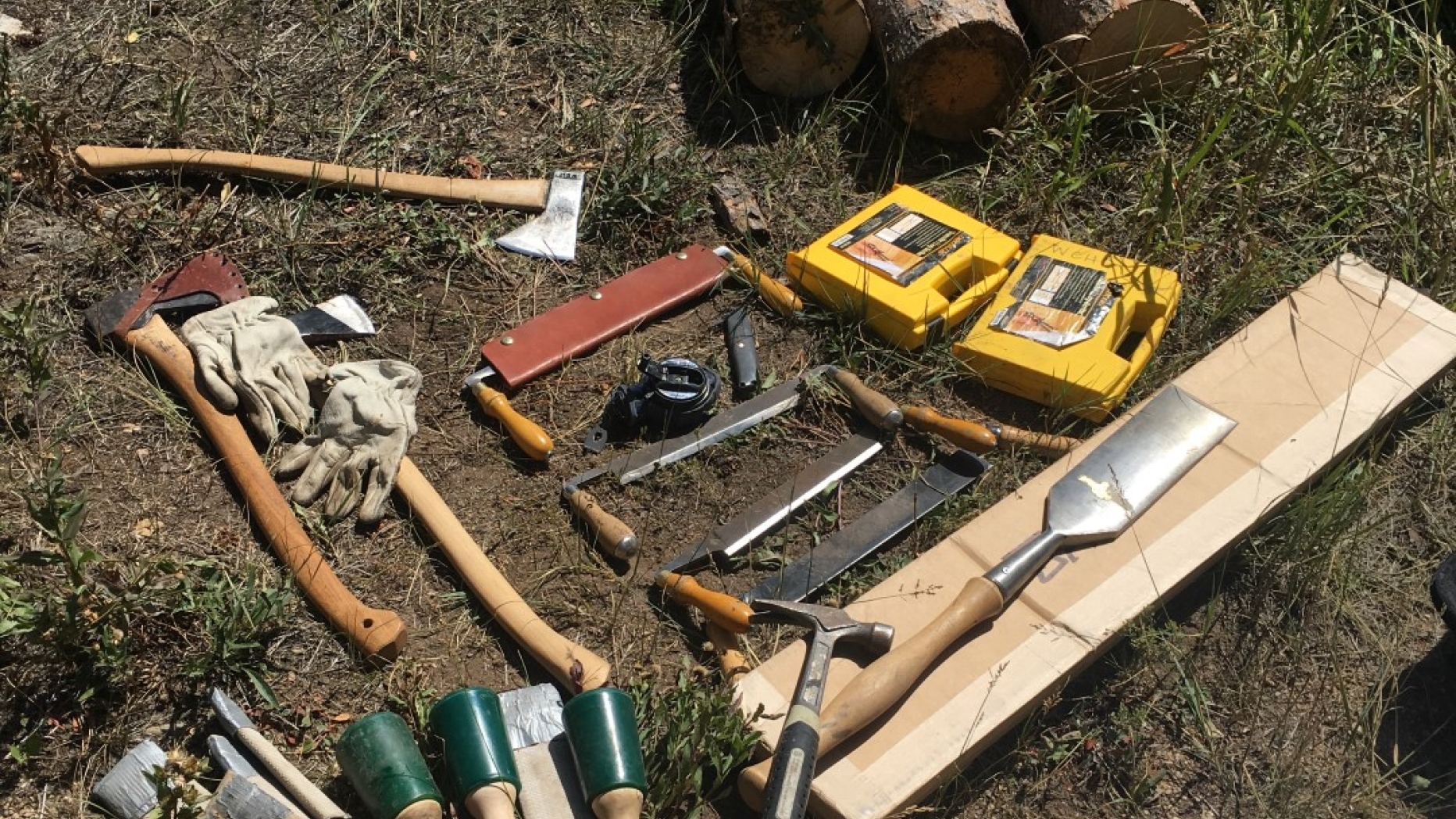 Wood and wood carving instruments.