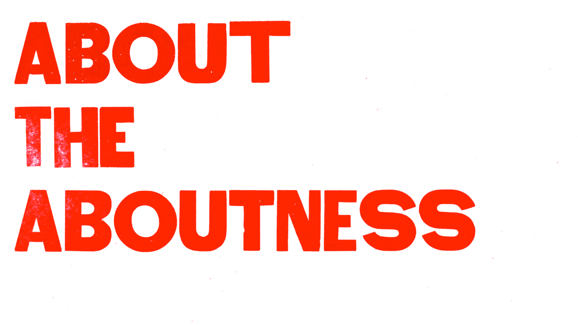 Text "About the Aboutness" in a bold energetic red font.