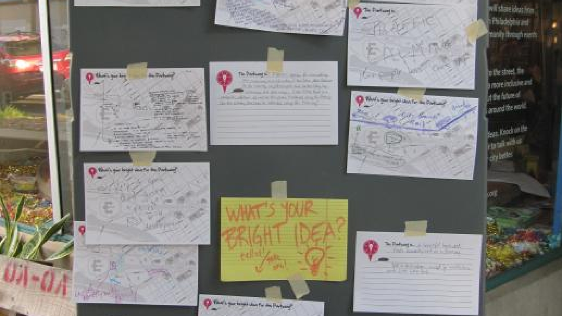 Board where anyone from the public can post ideas for redesigning the Parkway. There are many ideas posted.