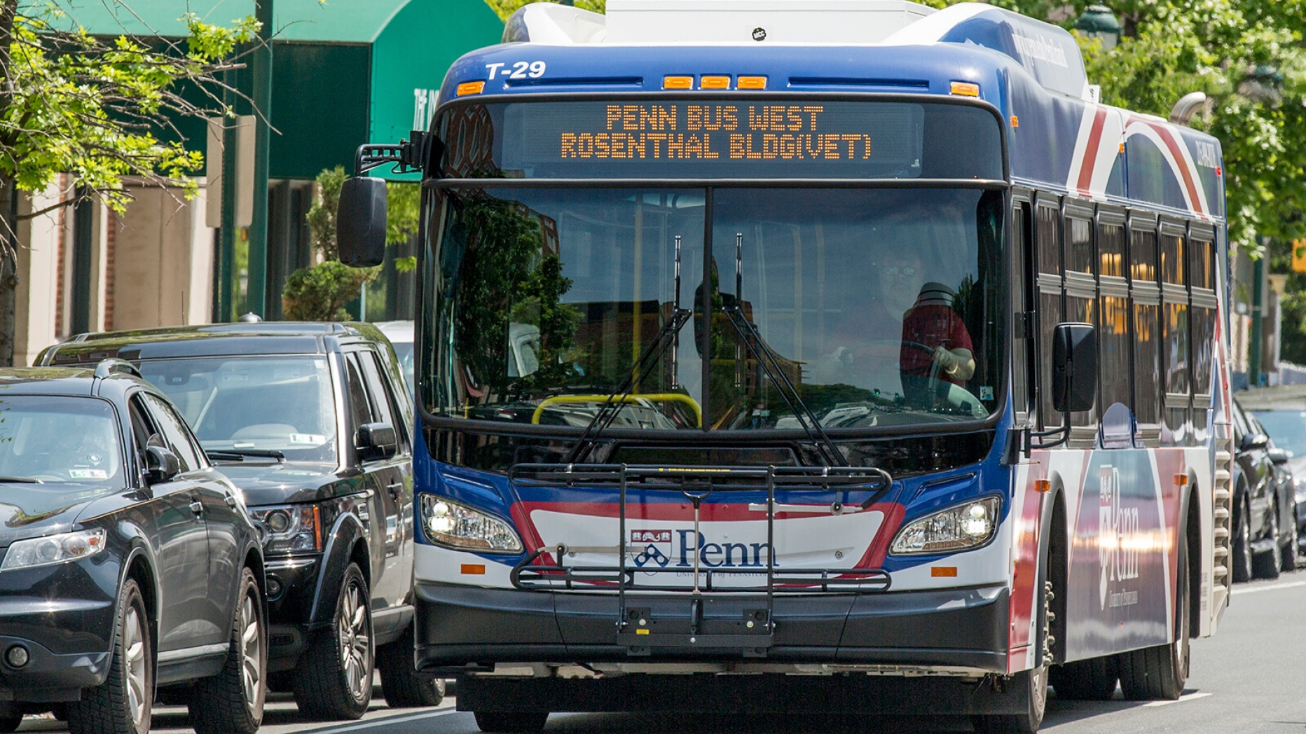 Penn Bus West headed west on Walnut Street