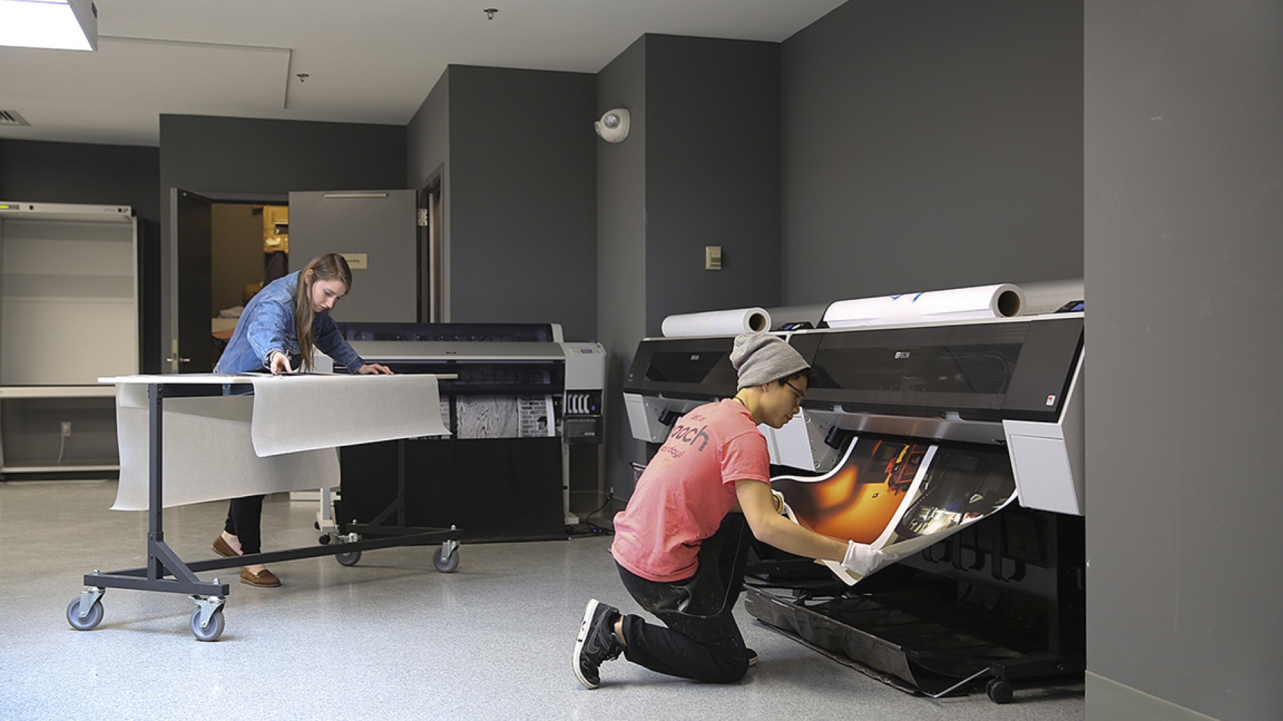 Students working in studio space