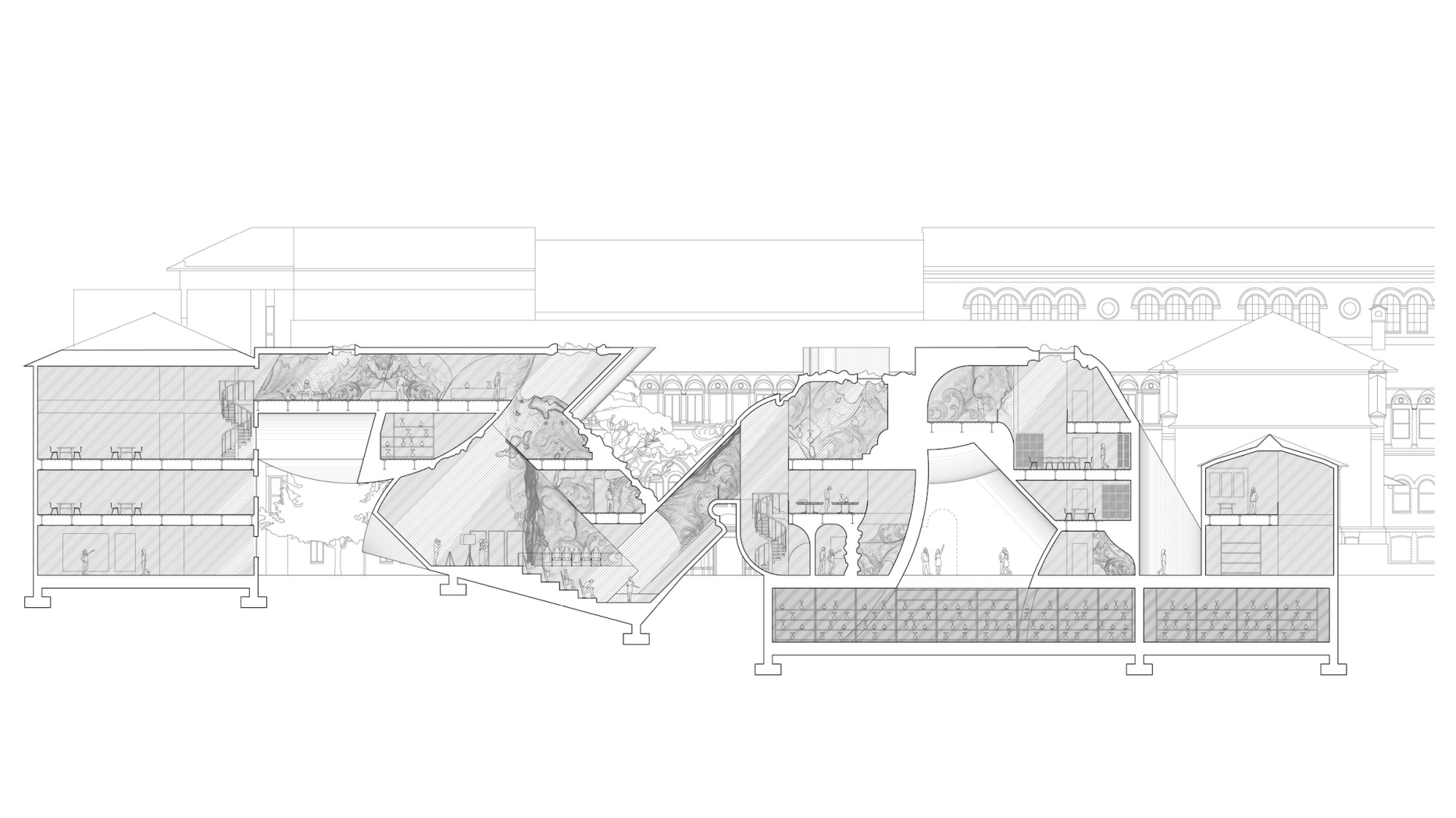 Cutaway of building design