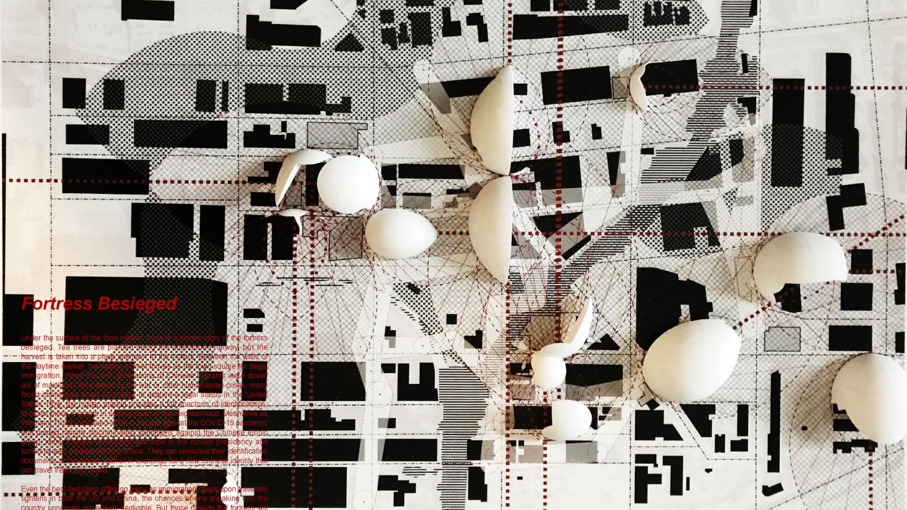 Map of area with many egg shape structure strewn about