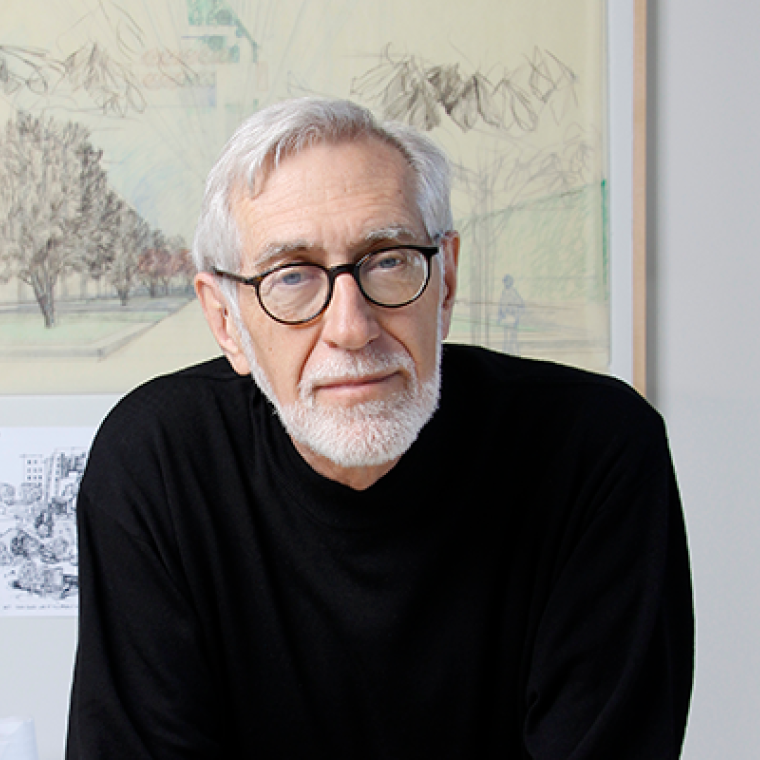 Photo of Laurie Olin at his desk