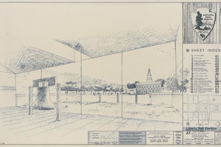sketch of liberty bell exhibit
