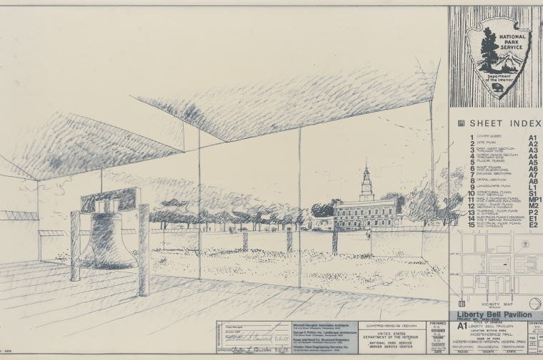 sketch of liberty bell exhibit