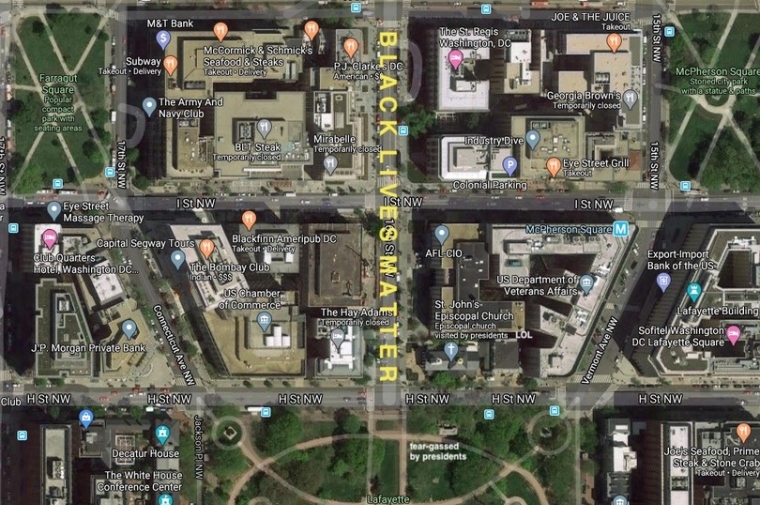google map view of "black lives matter" street mural from 2020