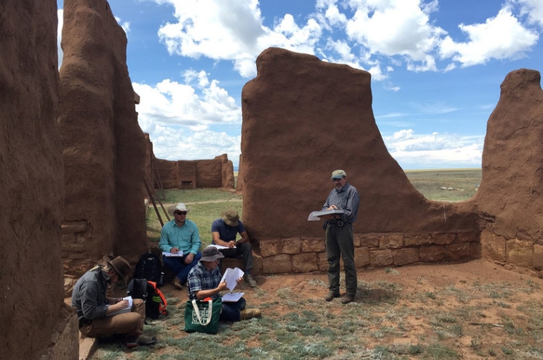 Frank Matero and students at Fort Union 