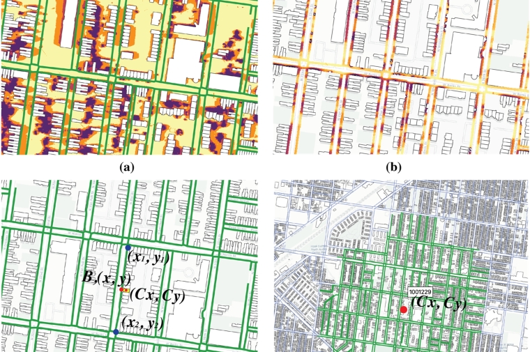 Figure estimation of heat hazard along sidewalk and building level heat hazard
