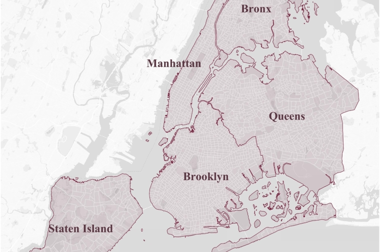 Map of the study area: five borough of New York City
