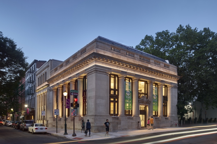 Marble one-story Corn Exchange building on Arch street