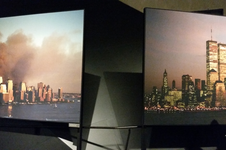 Display showing Twin Towers and Twin Tower being destroyed.