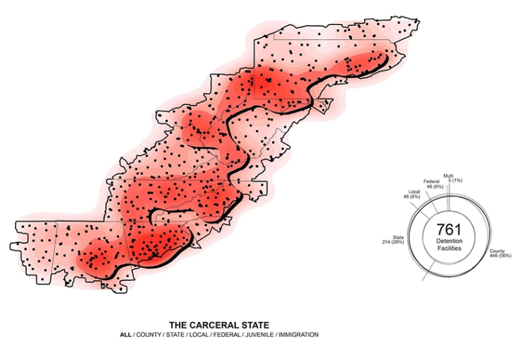 Map with red zones marked and dotted locations