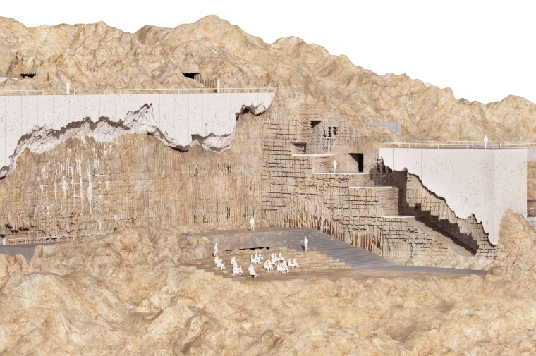 Amphitheatre on the face of a stone mountain