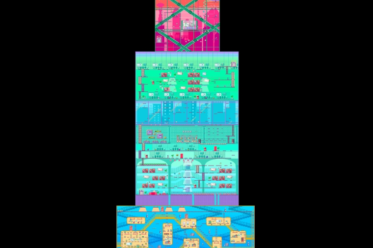 A video games screen resembling a ziggurat