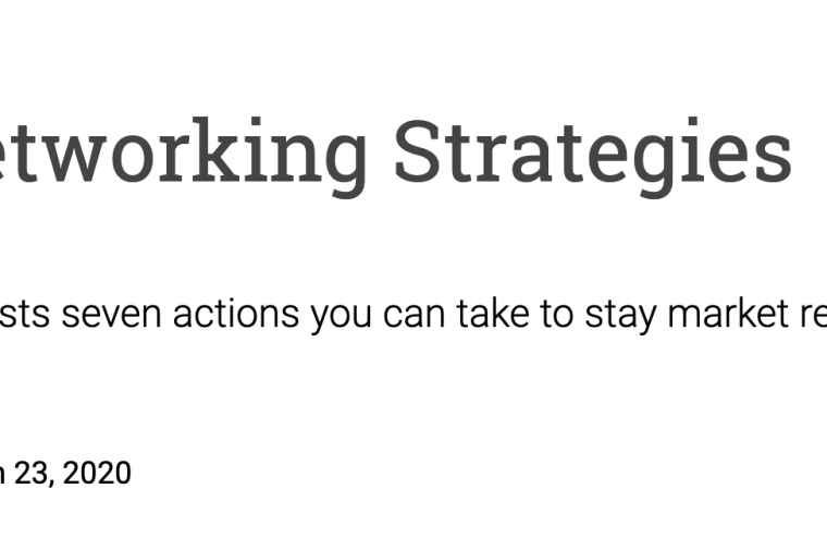 At home networking strategies - seven tips to stay market ready at home