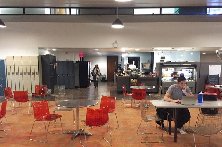 View of the basement seating area of Meyerson Hall