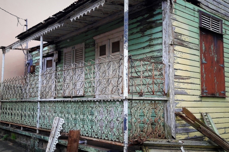 Built in 1898, Casa Vigil is the only standing vernacular house from the late 19th century in Rio Piedras, Puerto Rico in November of 2017.