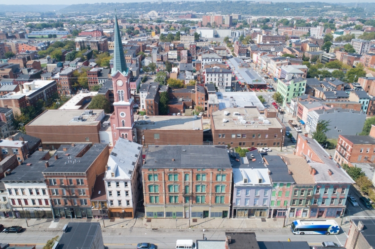 Aerial photo of urban region of Cincinnati. 