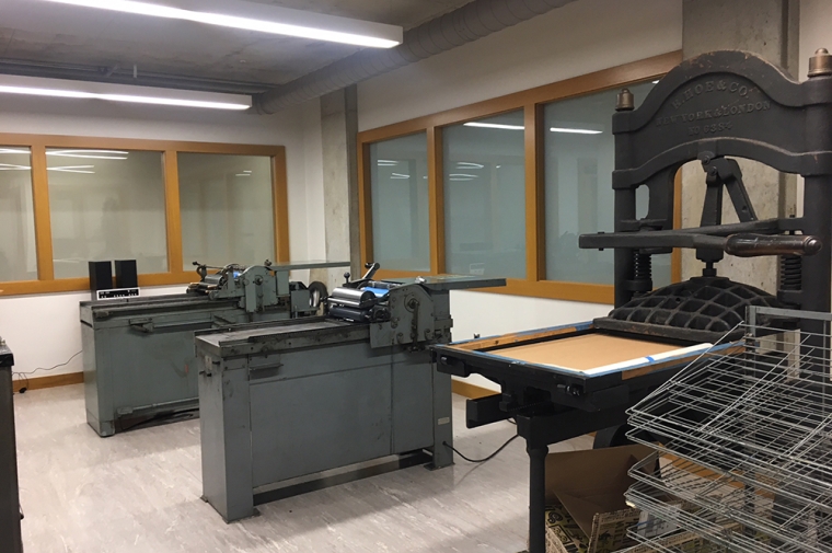 Studio with various kinds of printing presses