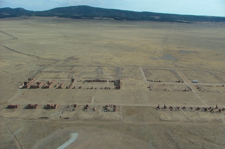 Drone photograph of Ft. Union National Monument, where The Center for Architectural Conservation is working with the U.S. National Park Service to protect the adobe structure from climate change.